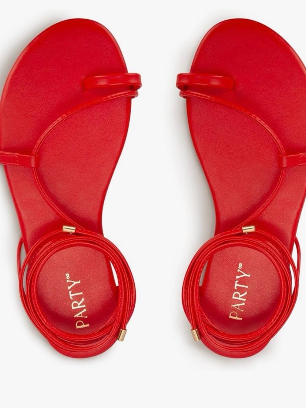 PartyLite Red Ankle Wrap Flat Sandals for Women